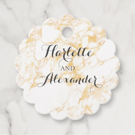 白と金ゴールド大理石 フェイバータグ (正面)