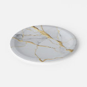 白と金ゴールド大理石 ペーパープレート (アングル)