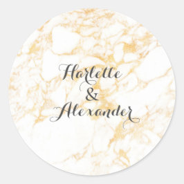 白と金ゴールド大理石 ラウンドシール