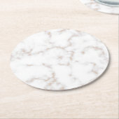 白と金ゴールド大理石 ラウンドペーパーコースター (アングル)