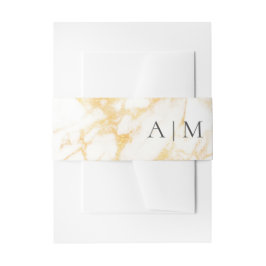 白と金ゴールド大理石 招待状ベリーバンド