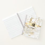 白と金ゴールド大理石、金ゴールドボックス/バンド名&モノグラム ノートブック (内部)