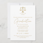 白と金ゴールド法の卒業写真の発表 招待状 (正面)