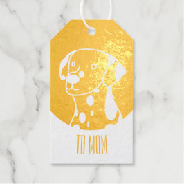 白と金ゴールド犬のスポットカスタムホイルギフトラベル ギフトタグ