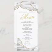 白と金ゴールド瑪瑙のメニューカード メニュー (正面/裏面)