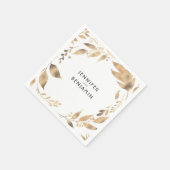 白と金ゴールド紅葉エレガントな結婚式 スタンダードカクテルナプキン (角)