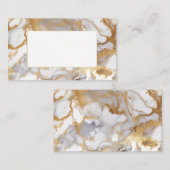 白と金ゴールド結婚のゲスト座席表 プレイスカード (正面/裏面)