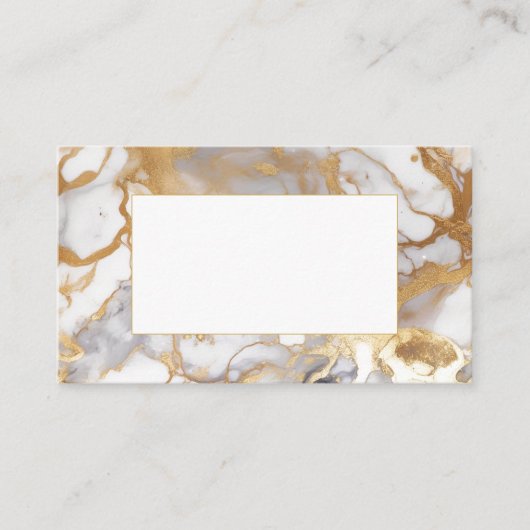 白と金ゴールド結婚のゲスト座席表 プレイスカード (正面)