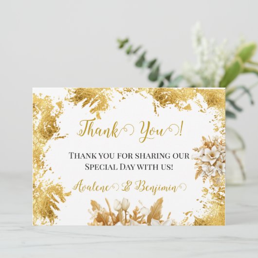 白と金ゴールド結婚のサンキューカード 招待状 (スタンド正面)