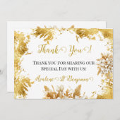 白と金ゴールド結婚のサンキューカード 招待状 (正面/裏面)