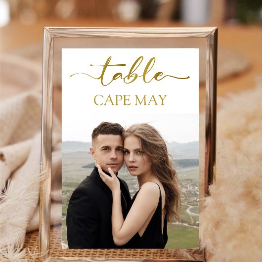 白と金ゴールド結婚のフォトテーブル番号カード テーブルナンバー