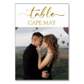 白と金ゴールド結婚のフォトテーブル番号カード テーブルナンバー (裏面)