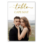 白と金ゴールド結婚のフォトテーブル番号カード テーブルナンバー (正面)