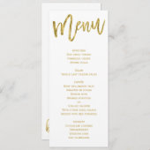 白と金ゴールド結婚のメニュパーソナライズされたー メニュー (正面/裏面)