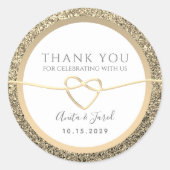 白と金ゴールド結婚の感謝 ラウンドシール (正面)