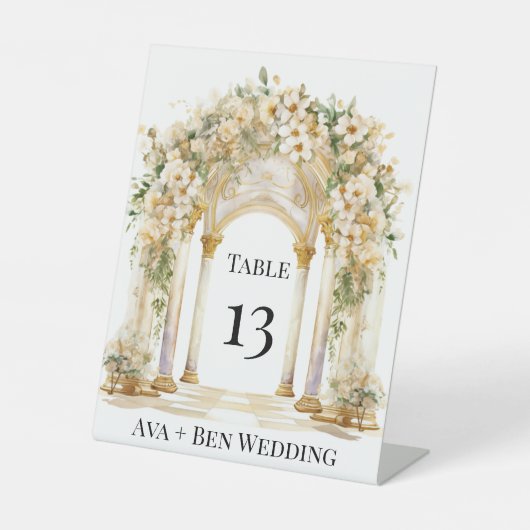 白と金ゴールド結婚教会の表番号 台座サイン (正面)