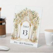 白と金ゴールド結婚教会の表番号 台座サイン (インサイチュ)