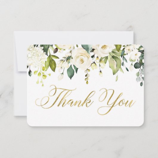 白と金ゴールド緑のサンキューカード サンキューカード (正面)