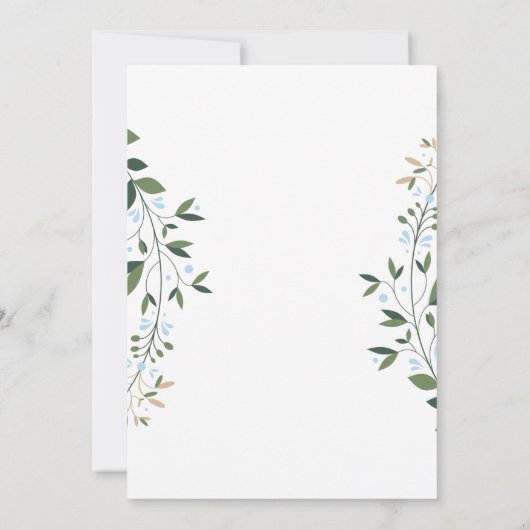 白と金ゴールド縁どの幾何フローラ結婚の 招待状 (裏面)