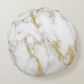 白と金ゴールド自然大理石のテクスチャ ラウンドクッション (裏面)