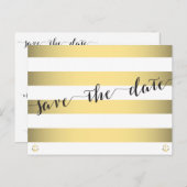 白と金ゴールド航海のの日付はがきを保存 案内ポストカード (正面/裏面)