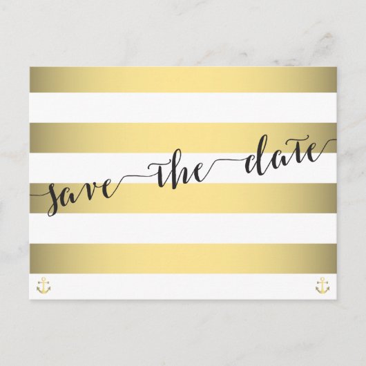 白と金ゴールド航海のの日付はがきを保存 案内ポストカード (正面)