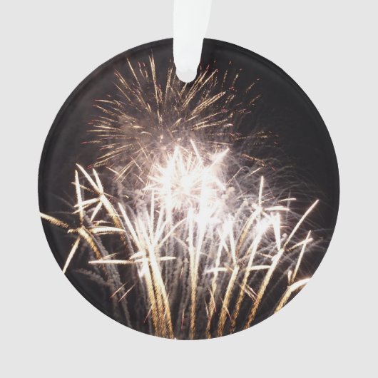 白と金ゴールド花火I愛国的お祝い オーナメント (正面)