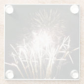 白と金ゴールド花火I愛国的お祝い ガラスコースター (裏面)