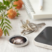 白と金ゴールド花火I愛国的お祝い キーホルダー (側面)