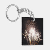 白と金ゴールド花火I愛国的お祝い キーホルダー (正面左)