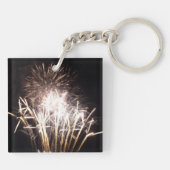 白と金ゴールド花火I愛国的お祝い キーホルダー (裏面)