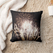 白と金ゴールド花火I愛国的お祝い クッション (ブランケット)