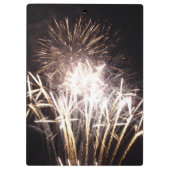 白と金ゴールド花火I愛国的お祝い クリップボード (裏面)