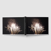 白と金ゴールド花火I愛国的お祝い ゲストブック (全面)