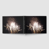 白と金ゴールド花火I愛国的お祝い ゲストブック (全面)