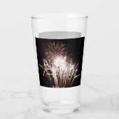 白と金ゴールド花火I愛国的お祝い タンブラーグラス (裏面)