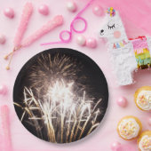 白と金ゴールド花火I愛国的お祝い ペーパープレート (パーティー)