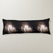 白と金ゴールド花火I愛国的お祝い ボディピロー (裏面)