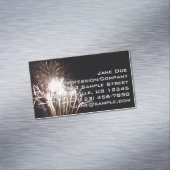 白と金ゴールド花火I愛国的お祝い マグネット名刺 (インサイチュ)