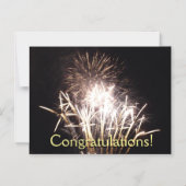 白と金ゴールド花火I愛国的お祝い マグネット招待状 (正面)