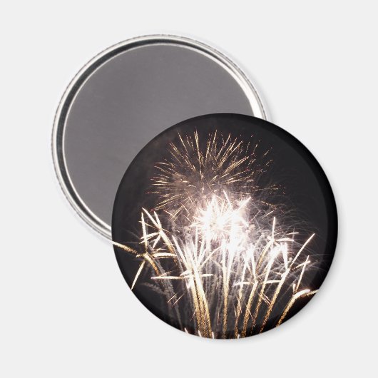 白と金ゴールド花火I愛国的お祝い マグネット (正面/裏面)