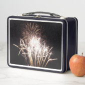 白と金ゴールド花火I愛国的お祝い メタルランチボックス (インサイチュ)