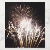 白と金ゴールド花火I愛国的お祝い ワインラベル (シングルラベル)