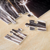 白と金ゴールド花火II愛国的お祝い ジグソーパズル (側面)