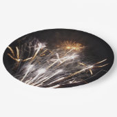 白と金ゴールド花火II愛国的お祝い ペーパープレート (アングル)