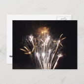 白と金ゴールド花火II愛国的お祝い ポストカード (正面/裏面)