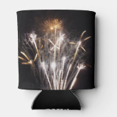 白と金ゴールド花火II愛国的お祝い 缶クーラー (裏面)