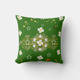 白と金ゴールド花 クッション