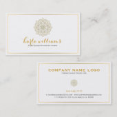 白と金ゴールド華美フローラ曼荼羅 名刺 (正面/裏面)