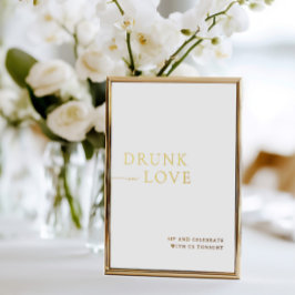 白と金ゴールド飲インラブ結婚のバーサイン 箔招待状